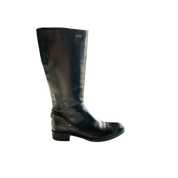 GEOX Black Leather Donna Tall Boots - Picture 1 of 8